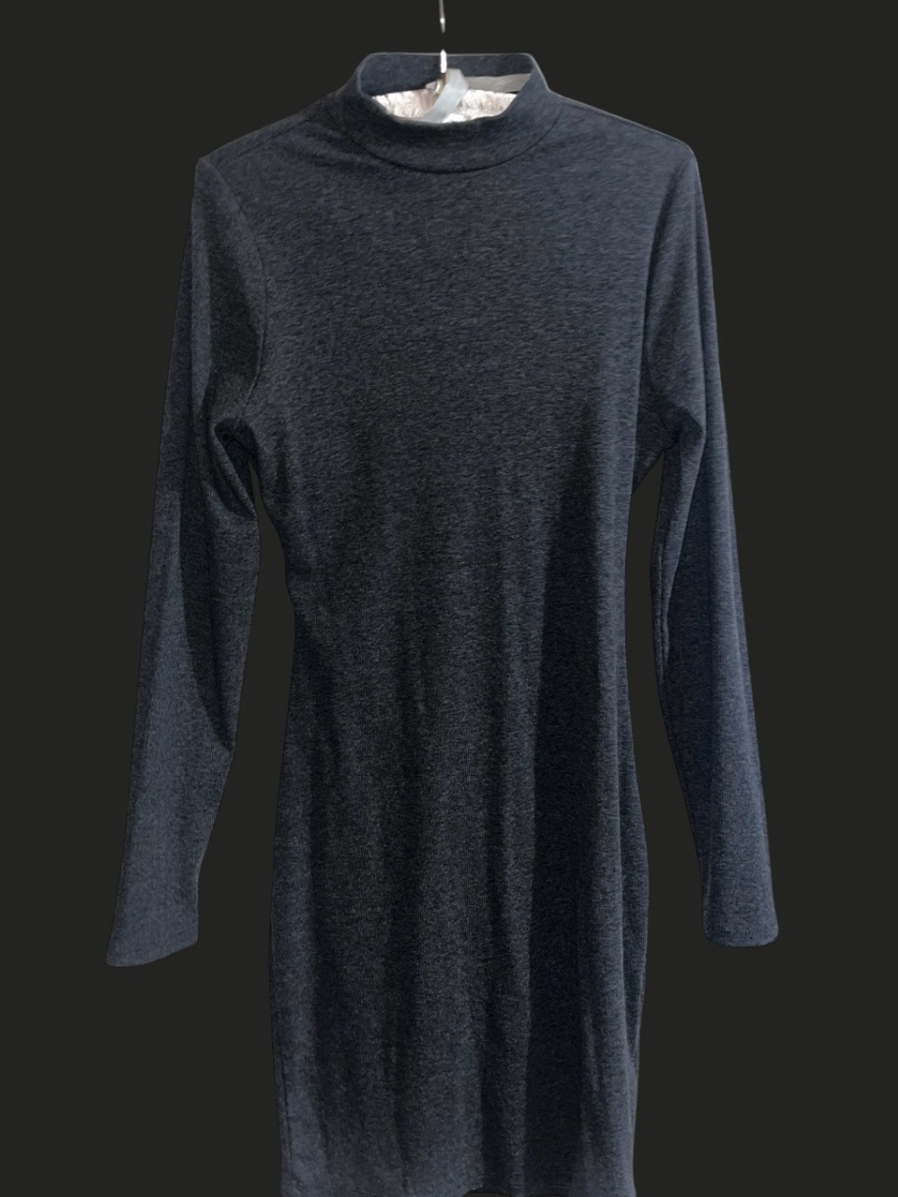 Fashion Nova Black Long Sleeve Backless Mock Neck Dress